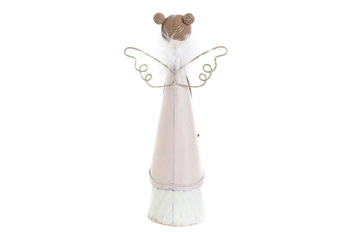 DKD Home Decor Figura de Metal Ángel Rosa Palo