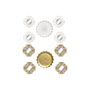 DKD Home Decor Set de 5 Espejos de Cristal Decape Blanco y Dorado 35x35 cm