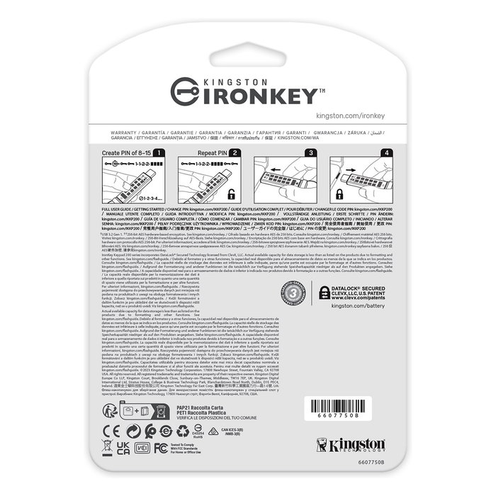 Kingston IronKey Keypad 200C 16GB USB-C 3.2 Gen 1 Unidad Flash Cifrada AES-256 FIPS 140-3 Azul