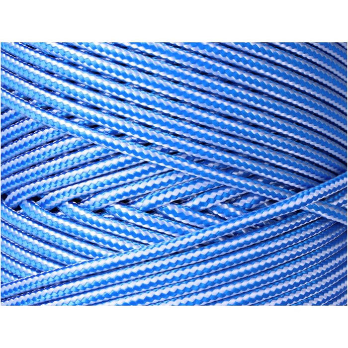 Edm Cordón trenzado polipropileno azul / blanco, calibre 5 mm x 200 m, alta tenacidad, resistente a UV y químicos, flotabilidad