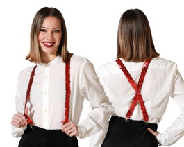 Atosa Fiesta Tirantes Rojos Lentejuelas Para Disfraz Unisex