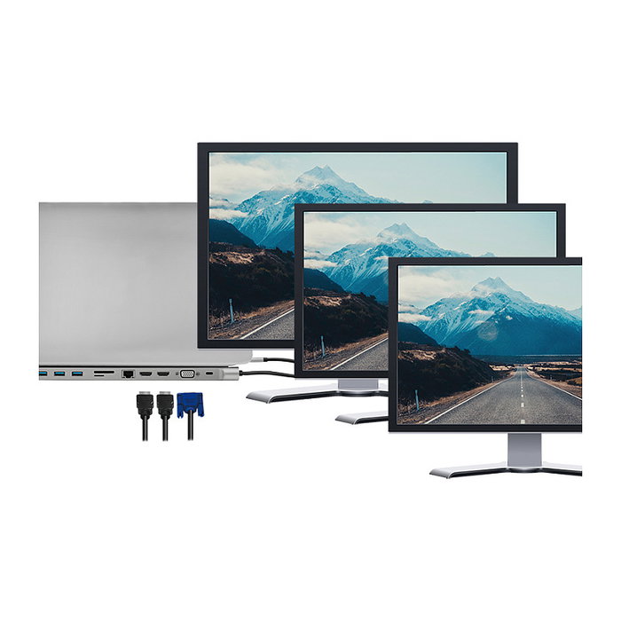 LogiLink UA0373 Estación de Conexión USB-C 11 en 1 PD 100W Plata