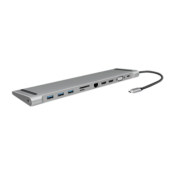 LogiLink UA0373 Estación de Conexión USB-C 11 en 1 PD 100W Plata