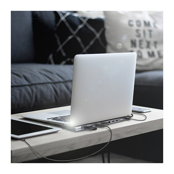 LogiLink UA0373 Estación de Conexión USB-C 11 en 1 PD 100W Plata