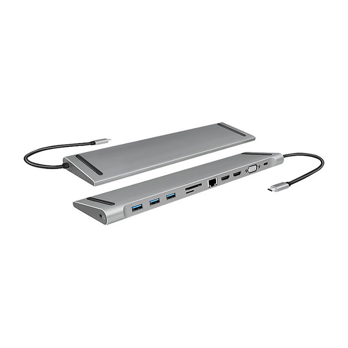 LogiLink UA0373 Estación de Conexión USB-C 11 en 1 PD 100W Plata