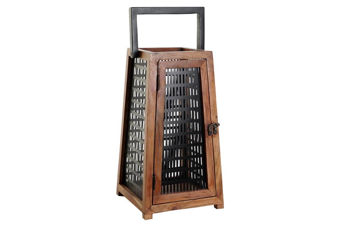 DKD Home Decor Portavelas de Mango y Metal Natural y Negro 20x20x38 cm DKD Home Decor Portavelas de Mango y Metal Natural y Negro 20x20x38 cm