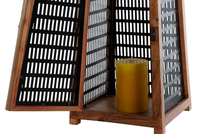 DKD Home Decor Portavelas de Mango y Metal Natural y Negro 20x20x38 cm DKD Home Decor Portavelas de Mango y Metal Natural y Negro 20x20x38 cm