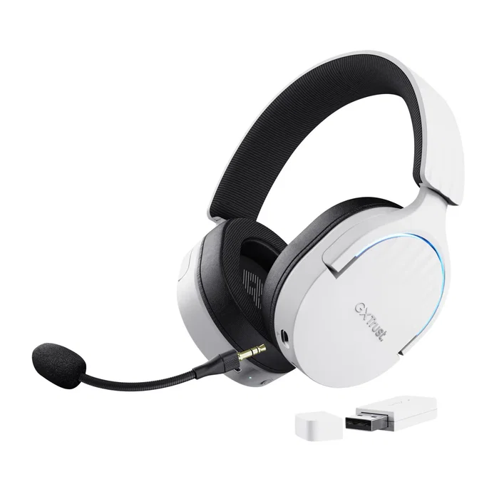 Trust Auriculares Gaming Inalámbricos GXT 491 FAYZO Diadema Dual USB-C/Bluetooth/3.5mm Sonido 7.1 Virtual Micrófono Desmontable con Cancelación de Ruido Blanco y Negro