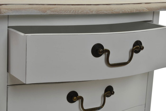 DKD Home Decor Mesita de Noche Versalles3 Madera Blanco Natural