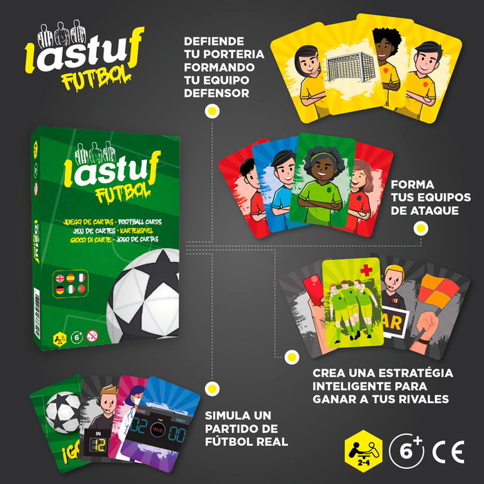DEQUBE LASTUF Juego de Cartas de Fútbol Divertido para Niños y Adultos (+6 Años)