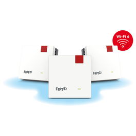 AVM FRITZ!Mesh Set 1600 3-Pack - Sistema de Malla Wi-Fi 6, Doble Banda (2.4 GHz / 5 GHz), 3 Dispositivos, Rojo/Blanco
