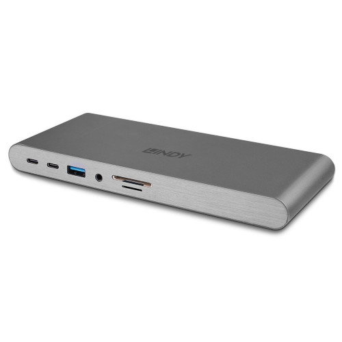 LINDY DST-Pro 5K XT Dock USB-C, Estación Base para Laptop, 100W PD, 3x USB-A, 1x USB-C, HDMI 2.0, 2x DisplayPort 1.4, Ethernet, SD, Aluminio Plata LINDY DST-Pro 5K XT Dock USB-C, Estación Base para Laptop, 100W PD, 3x USB-A, 1x USB-C, HDMI 2.0, 2x DisplayPort 1.4, Ethernet, SD, Aluminio Plata