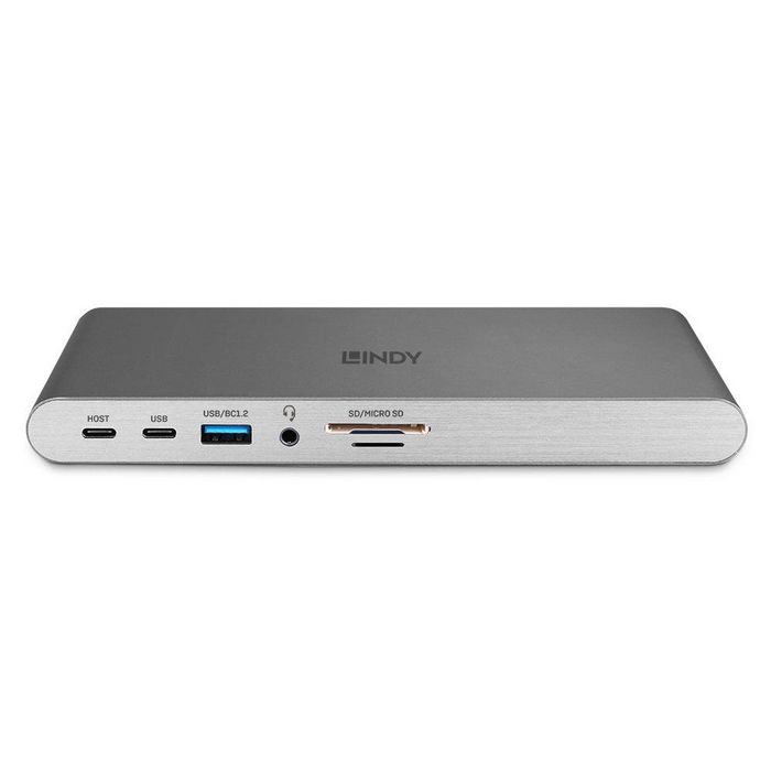 Lindy DST-Pro 5K XT Estación de Acoplamiento USB-C para Portátil con Triple Pantalla (4K) o Pantalla Única (5K) y Carga de Paso de 100W