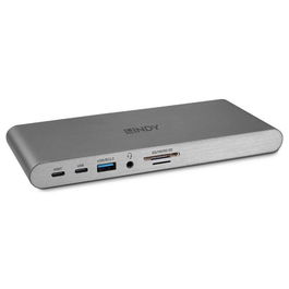 Lindy DST-Pro 5K XT Estación de Acoplamiento USB-C para Portátil con Triple Pantalla (4K) o Pantalla Única (5K) y Carga de Paso de 100W