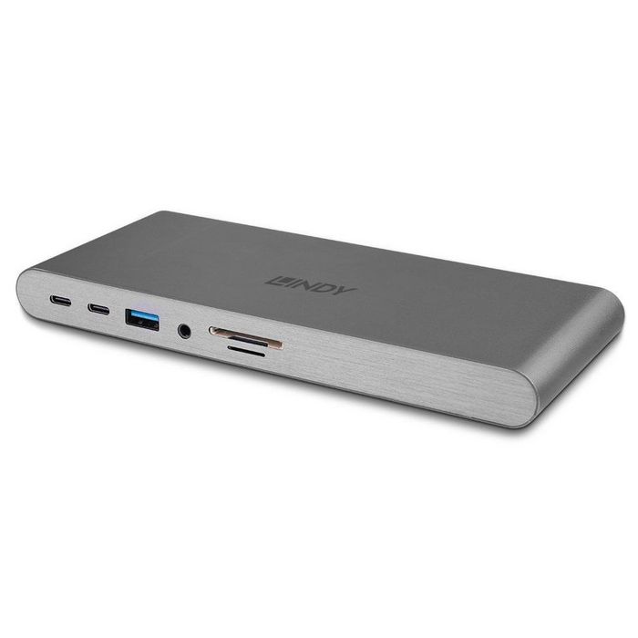 Lindy DST-Pro 5K XT Estación de Acoplamiento USB-C para Portátil con Triple Pantalla (4K) o Pantalla Única (5K) y Carga de Paso de 100W