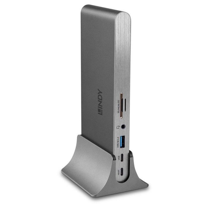 Lindy DST-Pro 5K XT Estación de Acoplamiento USB-C para Portátil con Triple Pantalla (4K) o Pantalla Única (5K) y Carga de Paso de 100W