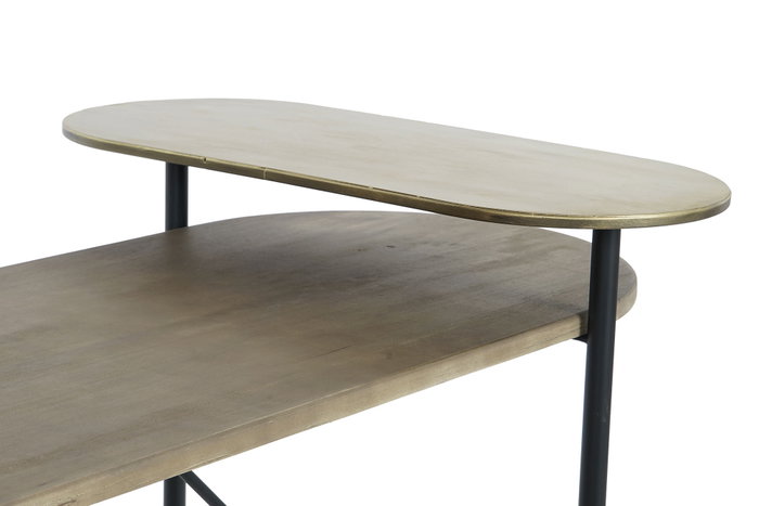 DKD Home Decor Mesa de Centro Marrón, Negro y Dorado con Mármol