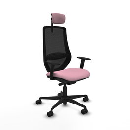 PIQUERAS Y CRESPO Silla de oficina Mardos con mecanismo Sincro/Traslack, Tela Rosa y Malla Negra