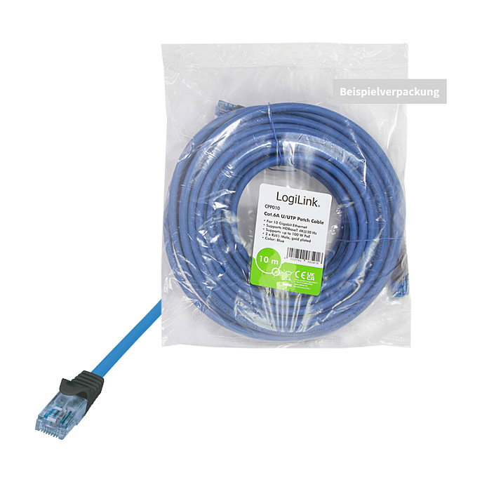 LogiLink Cat.6A Premium Patch Cable 10G / POE / HDBT, azul, 2 m LogiLink Cat.6A Premium Patch Cable 10G / POE / HDBT, azul, 2 m