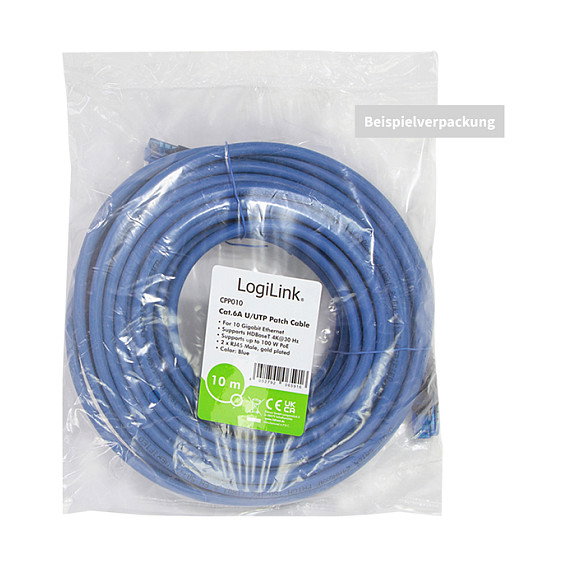LogiLink Cat.6A Premium Patch Cable 10G / POE / HDBT, azul, 2 m LogiLink Cat.6A Premium Patch Cable 10G / POE / HDBT, azul, 2 m