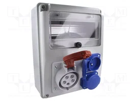 PAWBOL Cuadro de Distribución IP44 ABS con Enchufe CEE 32A y 2 Tomas 250V
