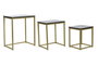 DKD Home Decor Set de 3 Mesitas Auxiliares de Mármol y Hierro Negro y Dorado