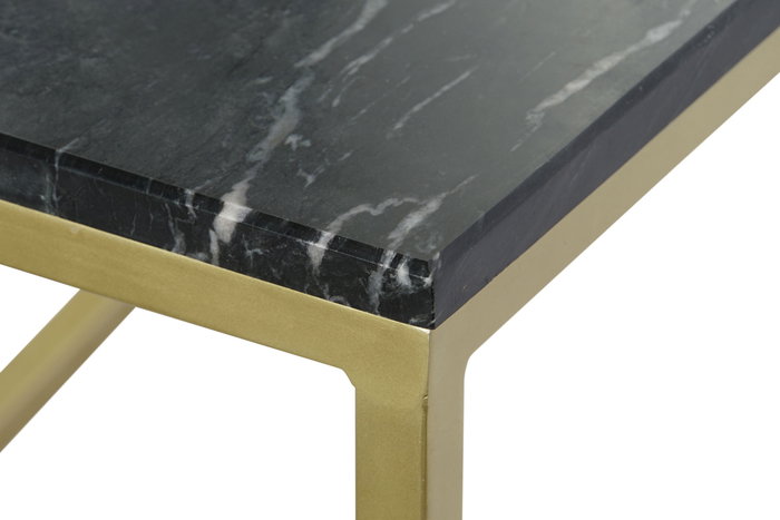 DKD Home Decor Set de 3 Mesitas Auxiliares de Mármol y Hierro Negro y Dorado