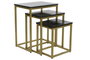 DKD Home Decor Set de 3 Mesitas Auxiliares de Mármol y Hierro Negro y Dorado