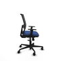 Silla de oficina Yunquera con mecanismo Sincro tapizada con Tela color Azul marino y malla color Negro. Equipada con lumbar 1D, Brazos 1D y Ruedas 65mm nailon