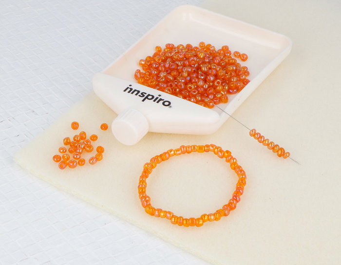 Innspiro Rocalla de Vidrio Redonda Aurora Boreale Naranja 3,8mm 120g