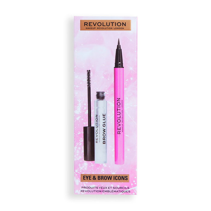 Revolution Make Up EYE & BROW ICONS LOTE 2 pz Máscara de Pestañas y Gel Fijador para Cejas