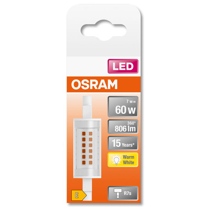 OSRAM LED Slim Line R7s Bombilla Tubo 7W (806 lm) Blanco Cálido 2700K 15000h Equivalente a 60W