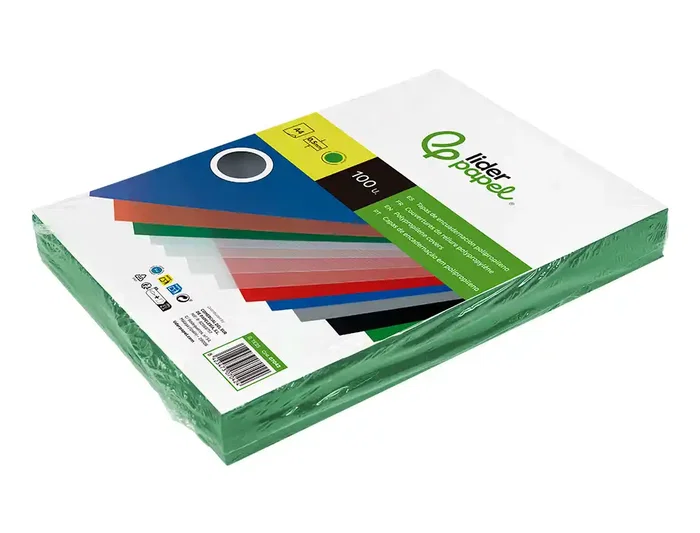 Liderpapel Tapas para Encuadernacion Polipropileno A4 0.5mm Verde Opaco Paquete 100 Unidades
