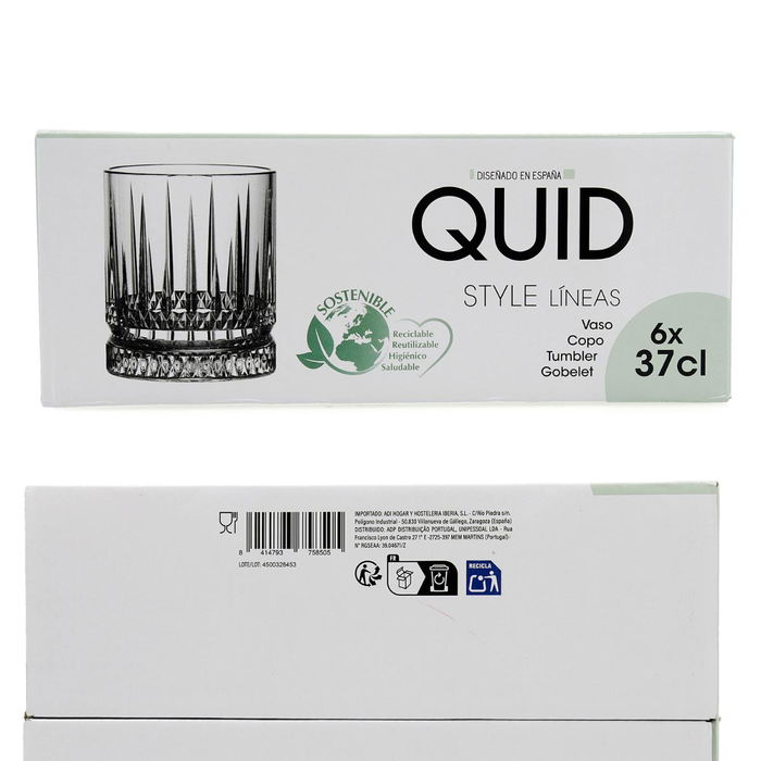 Vaso Bajo Vidrio Style Quid 37 cL (6 Unidades)
