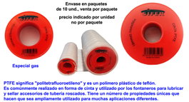 SIFER Cinta Teflón Grande Rollo 19 mm x 50 m 0,10 mm PTFE