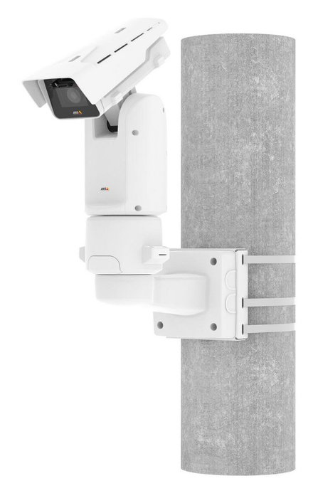Axis T94N01G Soporte a Poste para Camaras, Acero Inoxidable SUS 316L, Ajustable para Postes de 100-410 mm, Resistente a Impactos IK10, Uso Exterior y Marino