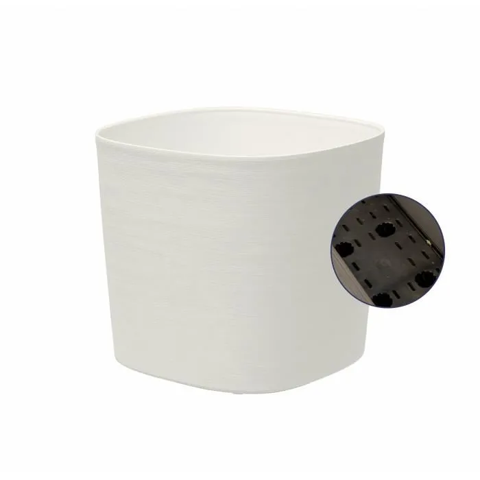 Garden Id Maceta con reserva de agua 08310301 Blanco 40 x 40 cm 100% Residuos Domésticos 100% Reciclable Superficie Estructurada