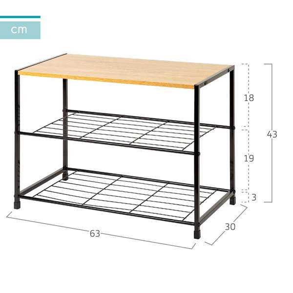 Max Home Zapatero 3 Baldas 63x30x43 cm Acero y Melamina Color Baby