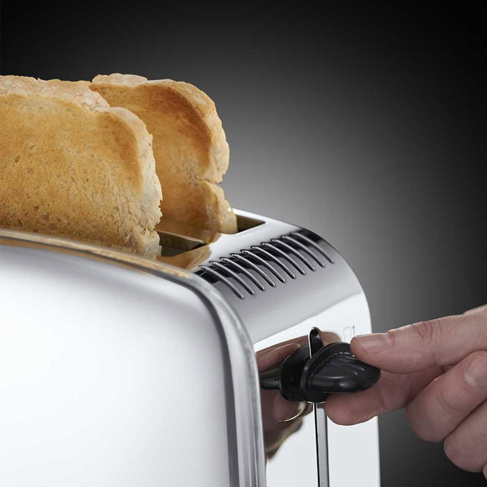 Russell Hobbs 23310-56 Tostador Eléctrico con Tueste Rápido, Función Levantar y Ver, Calientapanecillos y Bandeja Recogemigas