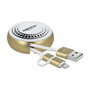 DeLOCK Cable retráctil 2 en 1 USB-A a Micro-B y Lightning Blanco/Oro