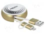 DeLOCK Cable retráctil USB 2 en 1 Tipo-A a Micro-B y Lightning blanco/oro