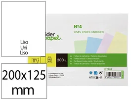 Liderpapel Tarjeta de estudio lisa de colores 170gr 125x200mm