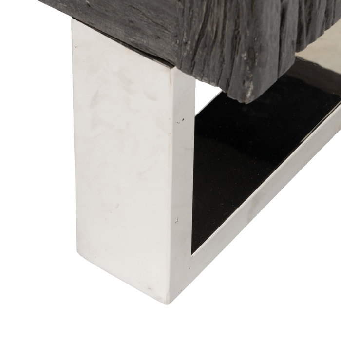 Mueble Tv Negro Madera / Acero Salón 160 X 40 X 59 cm
