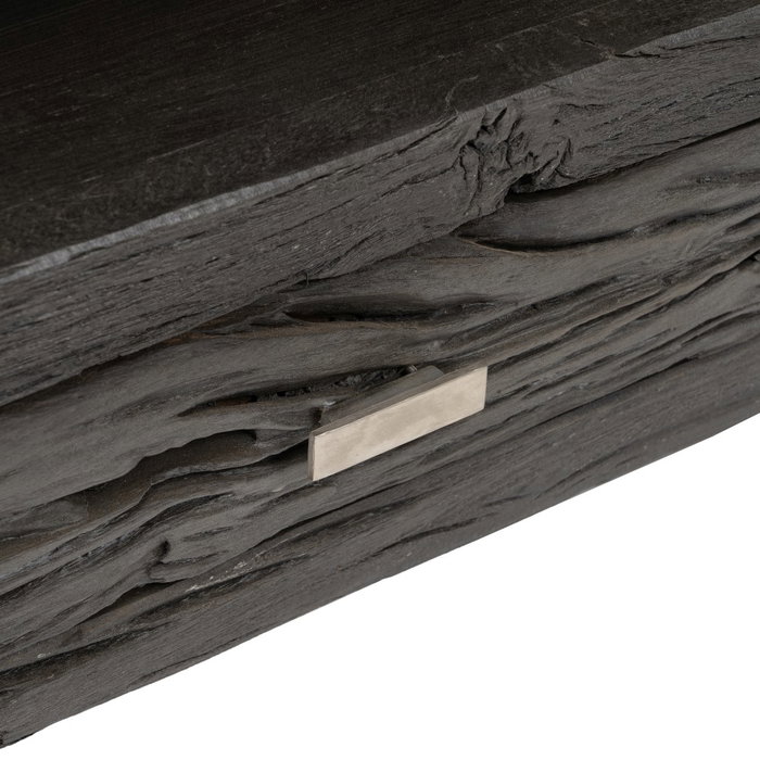 Mueble Tv Negro Madera / Acero Salón 160 X 40 X 59 cm