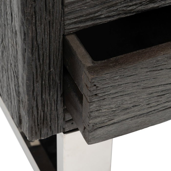 Mueble Tv Negro Madera / Acero Salón 160 X 40 X 59 cm