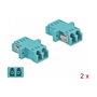 DeLOCK Acoplador de Fibra Óptica LC Duplex Hembra a LC Duplex Hembra Multimodo, 2 unidades, Azul claro