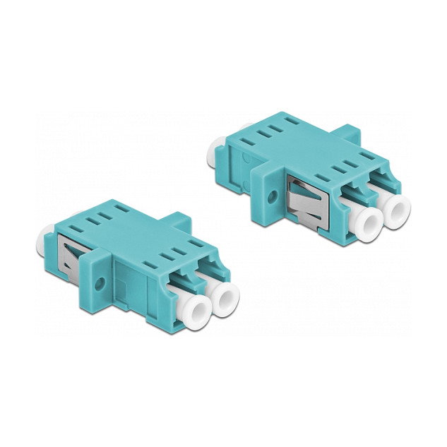 DeLOCK Acoplador de Fibra Óptica LC Duplex Hembra a LC Duplex Hembra Multimodo, 2 unidades, Azul claro