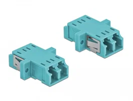 DeLOCK Acoplador de Fibra Óptica LC Duplex Hembra a LC Duplex Hembra Multimodo, 2 unidades, Azul claro