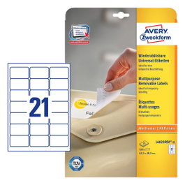AVERY Zweckform L6023REV-25 Blanco 63,5 x 38,1 mm - 630 unidades