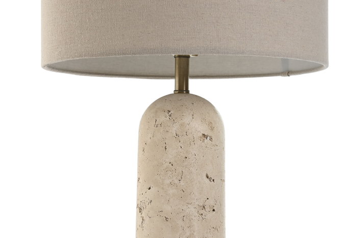 DKD Home Decor Lámpara Sobremesa Moderno Beige Mármol Lino 35 x 66 x 35 cm